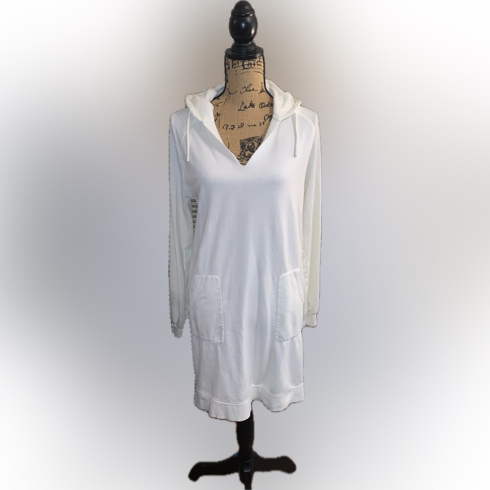 Peter Millar Cream Long Sleeve Hoodie Sweater Dress M